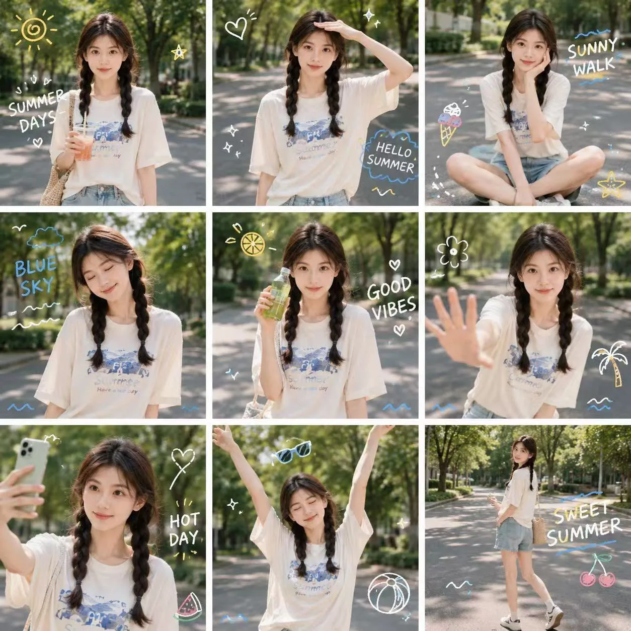 คอลลาจภาพคนในรั้วมหาวิทยาลัยฤดูร้อน สไตล์ฟิล์ม 1