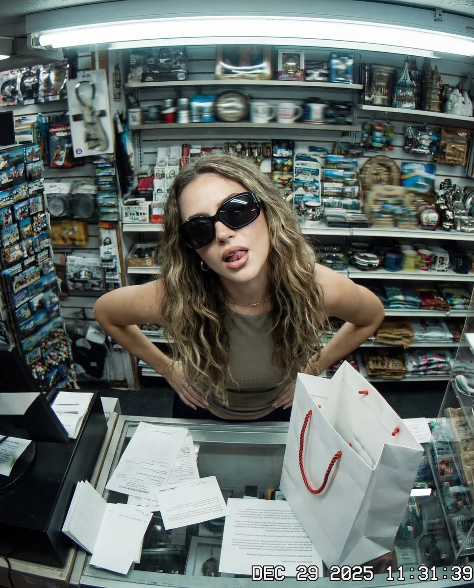 สาวแซ่บในร้านสะดวกซื้อสไตล์ Y2K เลนส์ Fisheye 1