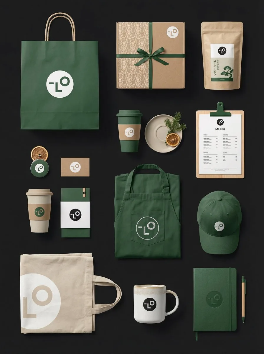 mockup การออกแบบแบรนด์มินิมอล Forest Core 1