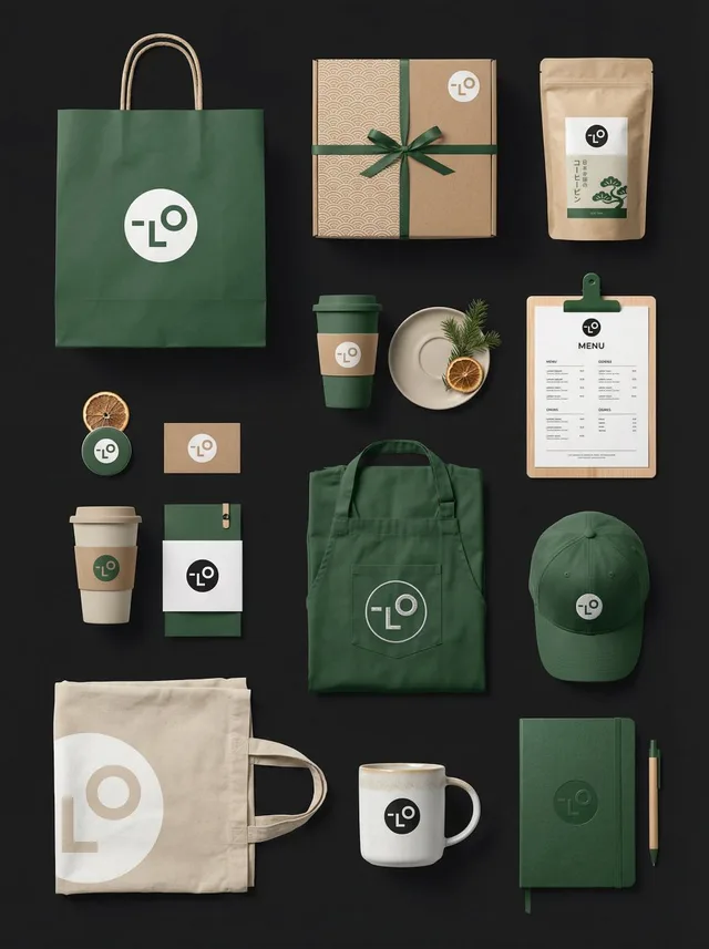  mockup การออกแบบแบรนด์มินิมอล Forest Core 