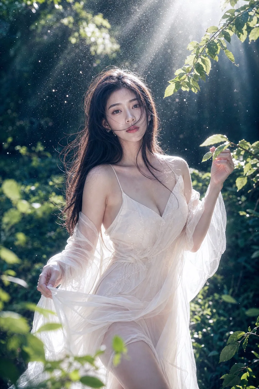 พอร์เทรตสาวเอเชียท่ามกลางป่า พร้อมแสงทินดอลล์ยามเช้า 1