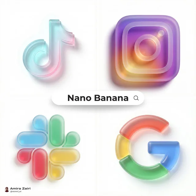 ไอคอน 3 มิติ ลายกระจกฝ้า สีสันสดใส