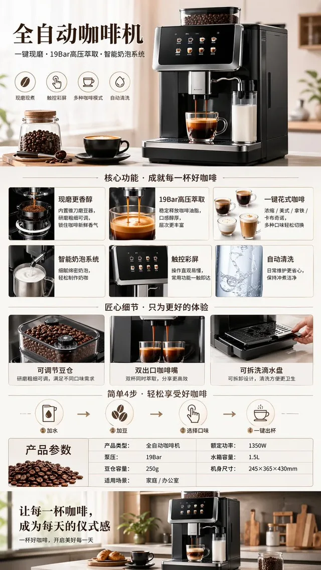 รูปสินค้าเครื่องชงกาแฟอัตโนมัติสำหรับอีคอมเมิร์ซ