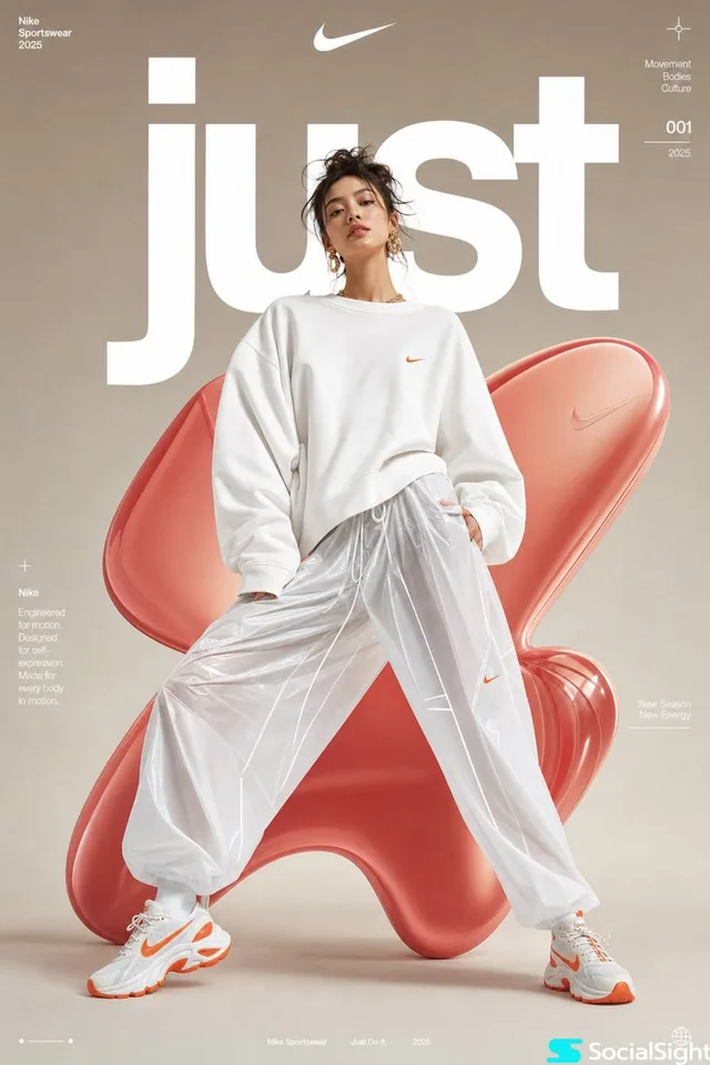 โปสเตอร์แฟชั่นชุดกีฬา futuristic สุดมินิมอล