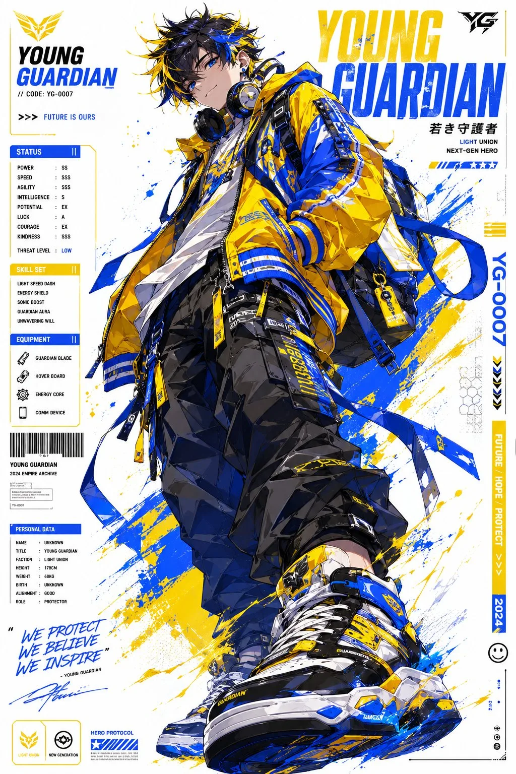 โปสเตอร์ตัวละครอนิเมะไซเบอร์พังก์สไตล์สตรีทแฟชั่น 2