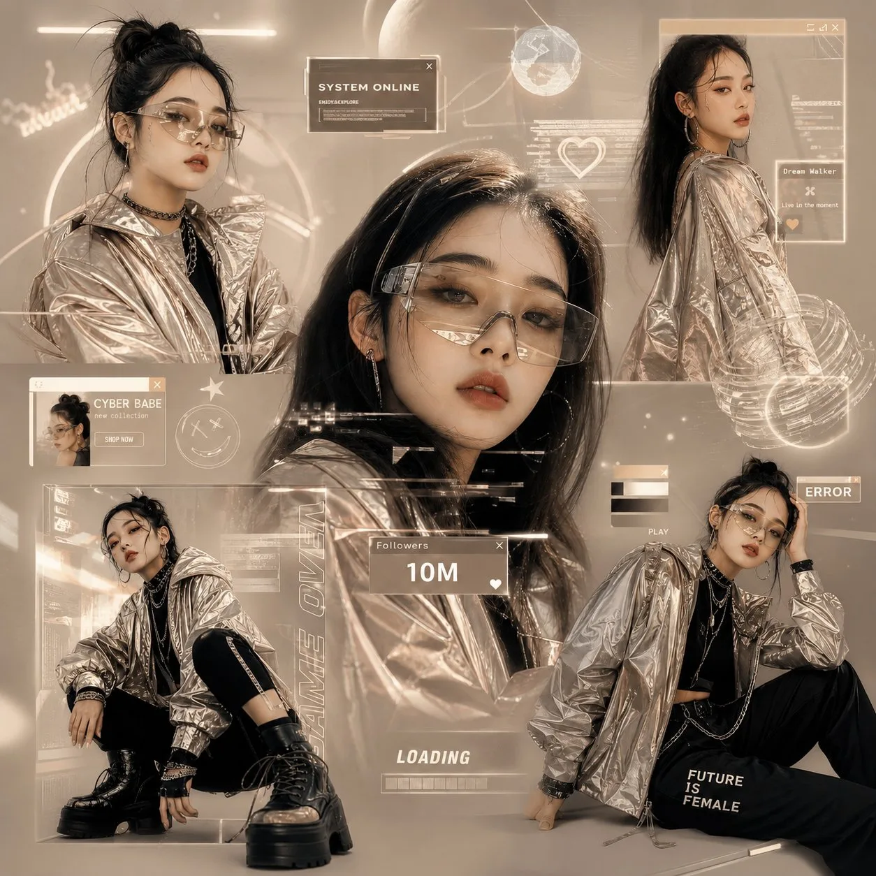 คอลลาจแฟชั่น Gen-Z เกาหลีฟิวเจอร์ริสติก 1