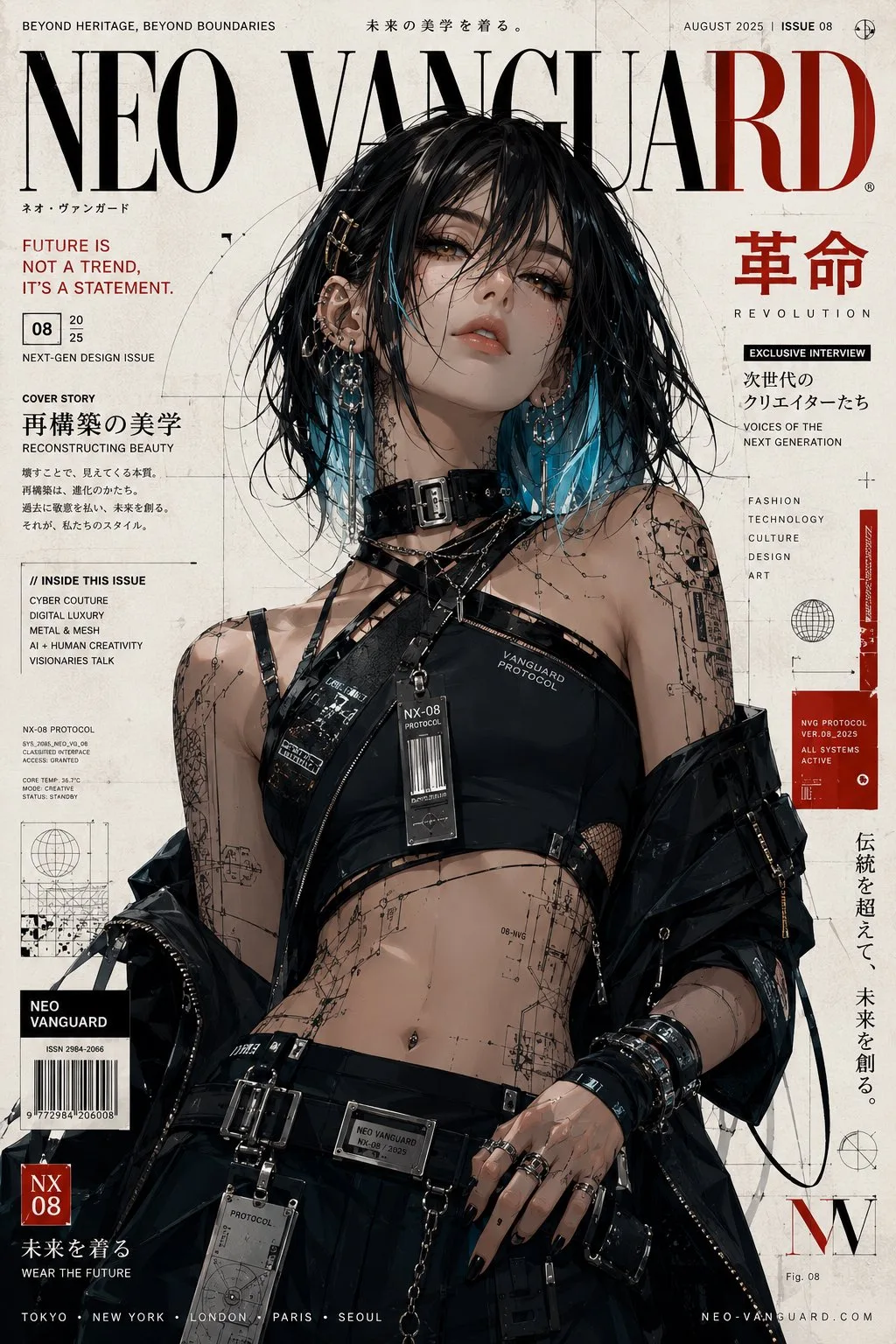 ภาพแฟชั่นอนิเมะสุดหรูสไตล์อนาคต บนปกนิตยสาร 2
