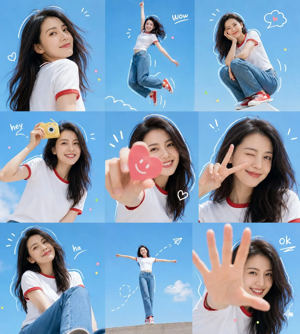 คอลลาจภาพ 9 ช่อง: Gao Yuanyuan แบบต่อเนื่อง 1