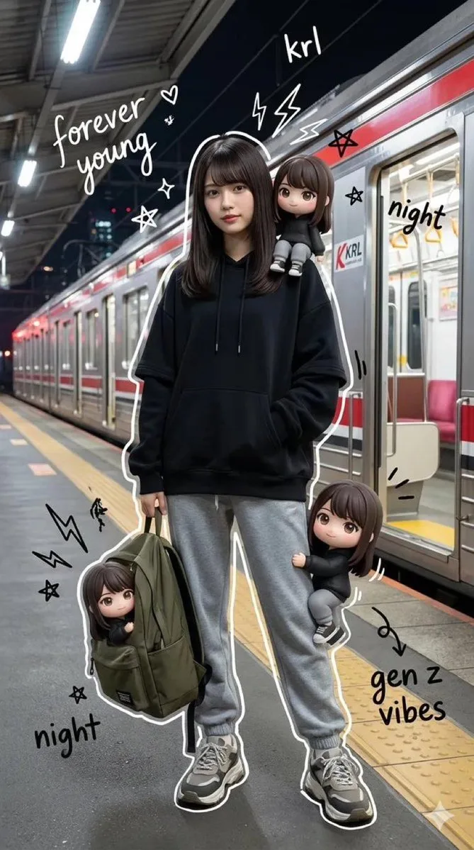 Gen Z สุดคูลบนชานชาลาพร้อม Chibi และ Doodles 1