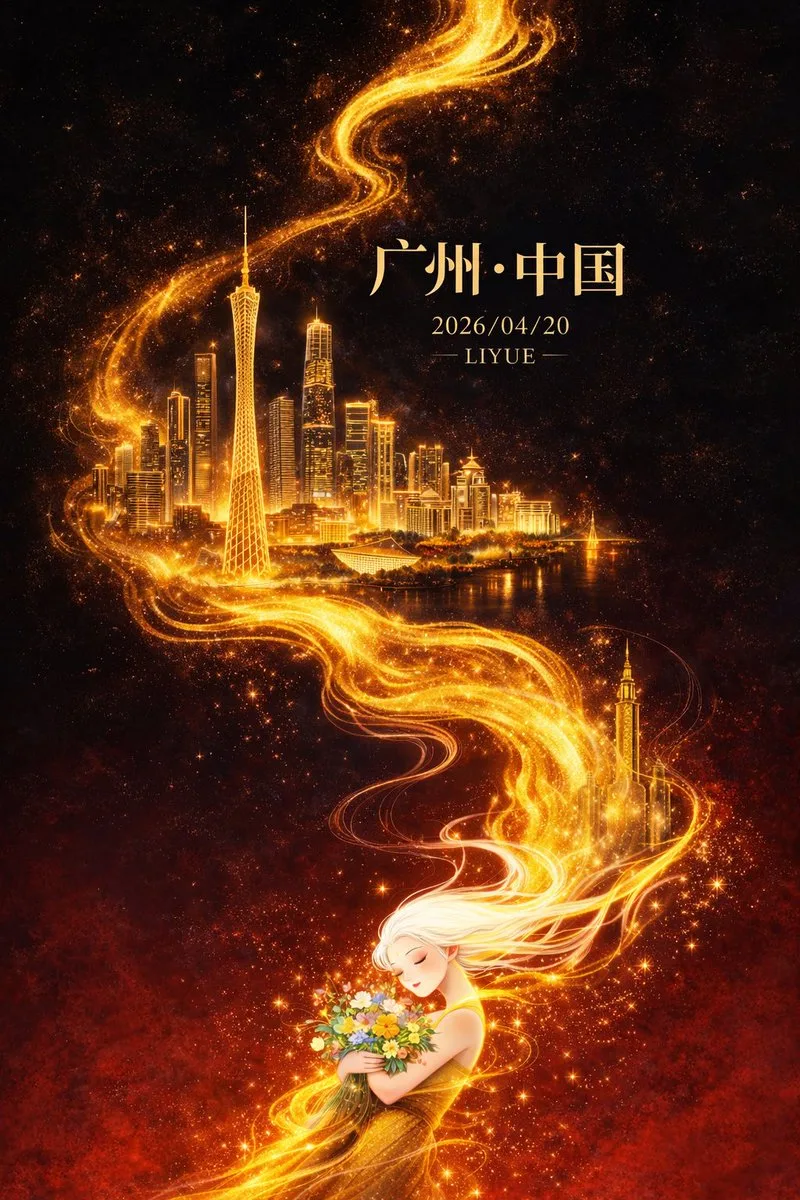 โปสเตอร์กวางโจวทาวเวอร์ทองอร่าม สไตล์แฟนตาซี 1