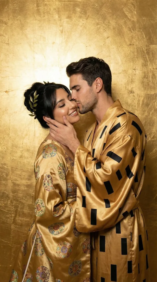 คู่รักในเสื้อคลุมทองคำโมเสกไหลริน
