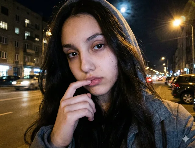 เซลฟี่สาวสวยลึกลับยามดึก แสงทองกระทบริมฝีปาก
