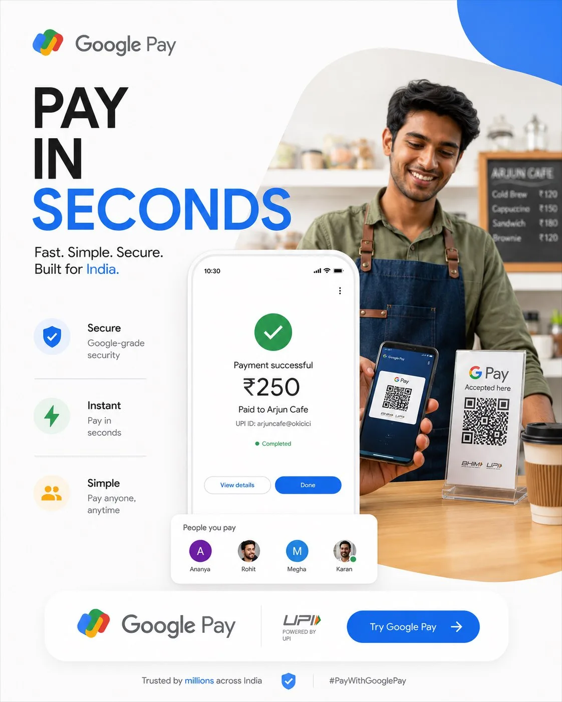 ออกแบบโปสเตอร์ Google Pay อินเดีย ระดับพรีเมียม 1