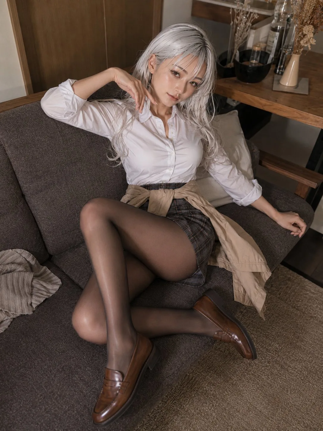 ภาพบุคคลแนวโกธิค สบายๆ บนโซฟา (มุมสูง) 2