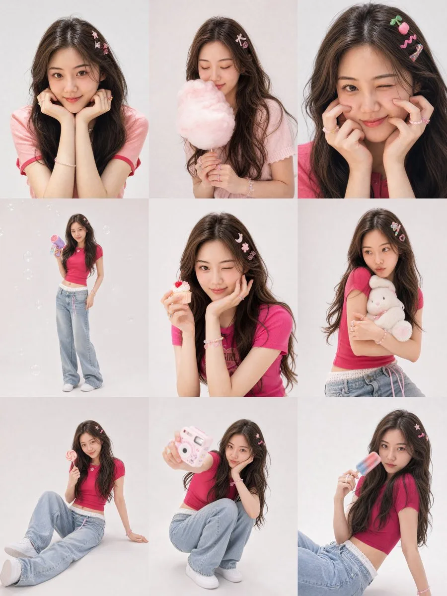 ภาพคอลลาจ 9 ช่อง: สาวน้อยเก๋ไก๋สไตล์ฮิปสเตอร์ 1