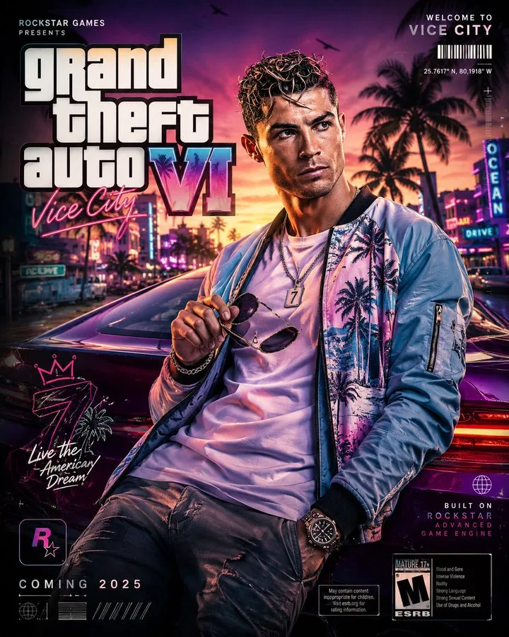 โปสเตอร์บุคคลแนว GTA VI สไตล์ 8K 1