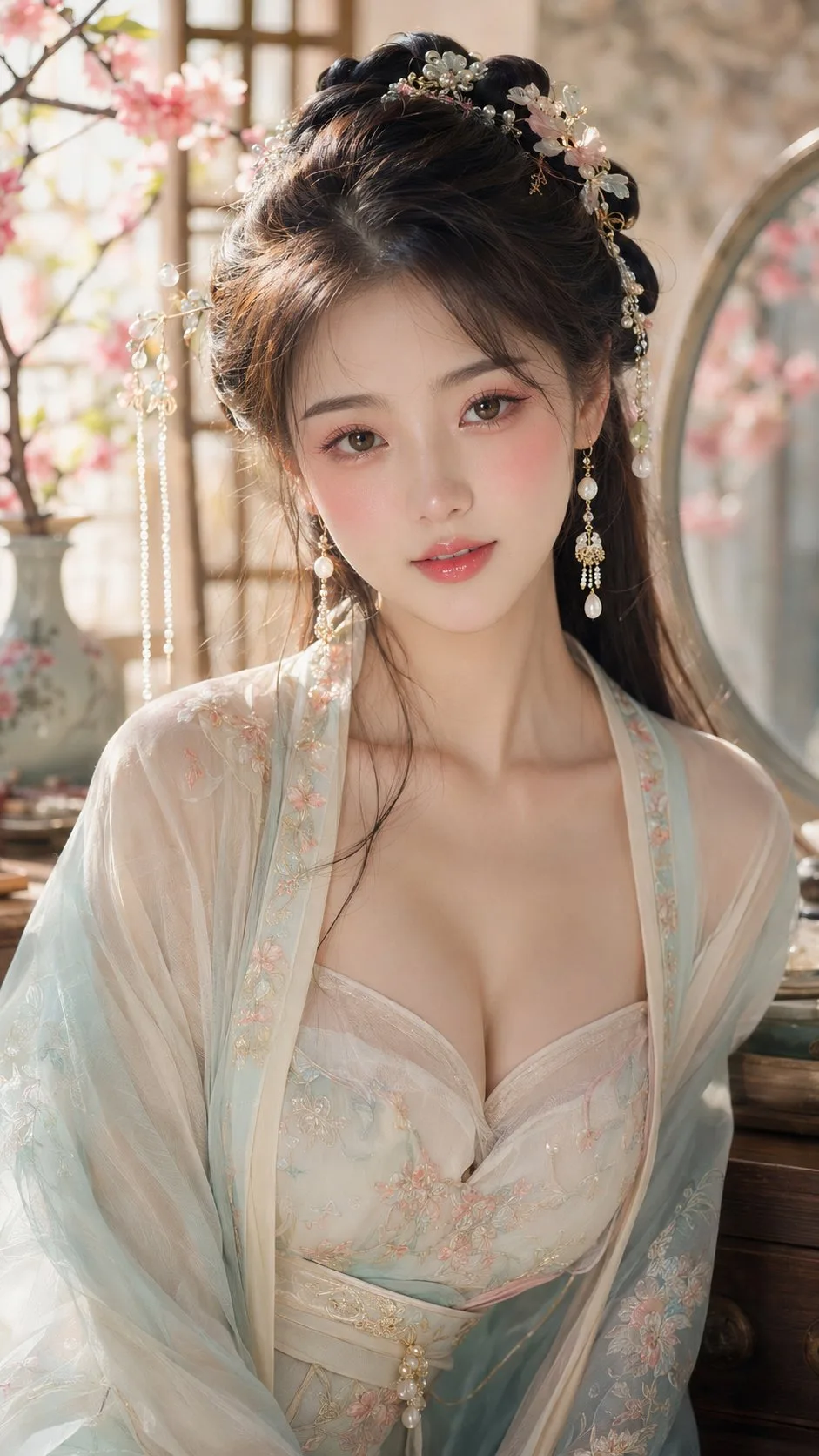 รูปถ่ายสาวงามจีนโบราณ แต่งหน้าฉ่ำวาวรับฤดูใบไม้ผลิ 1
