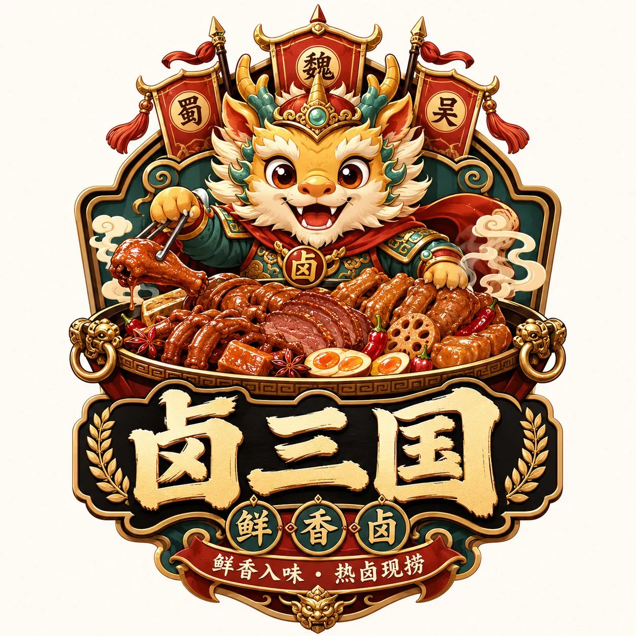 ออกแบบโลโก้ตราสัญลักษณ์ร้านอาหารสไตล์กั๋วเฉาพรีเมียม 2
