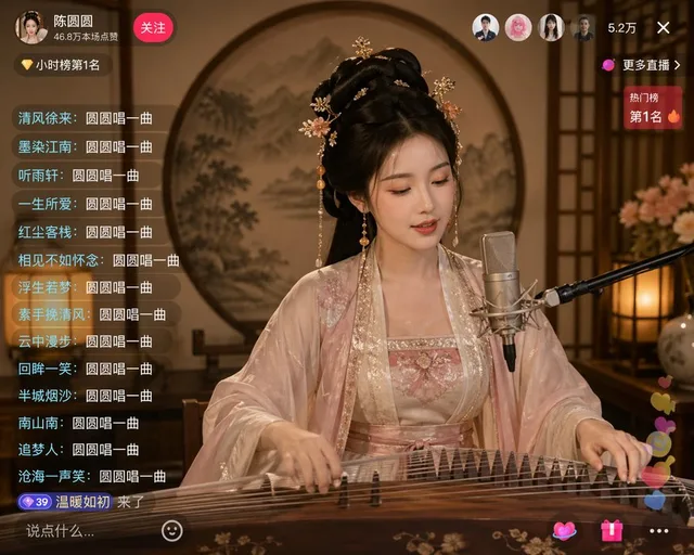 เชิญชวนสาวงามดีดกู่เจิงขับขานบทเพลง