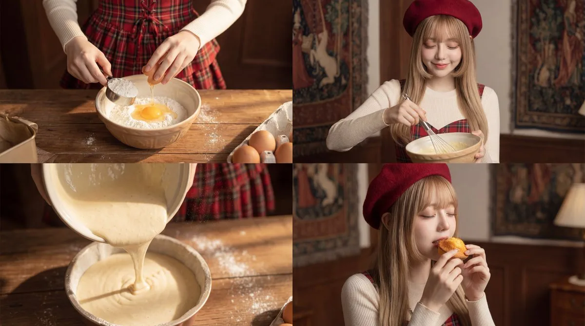 อบขนมสไตล์สาวหวาน: แสงอุ่นๆ กับแป้งที่โปรยปราย 1