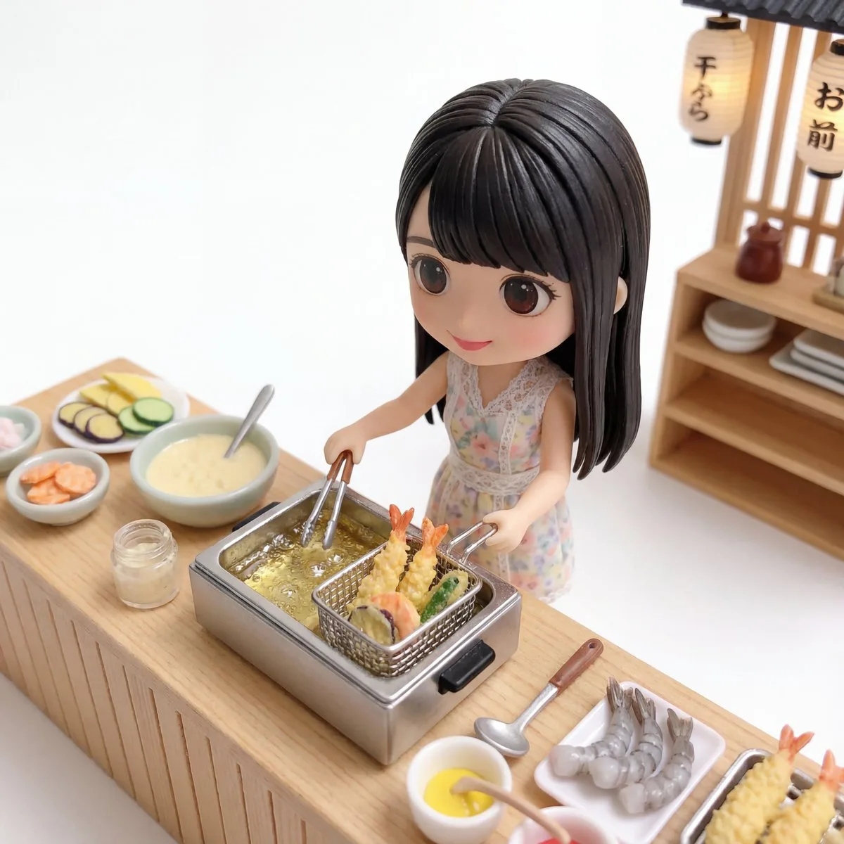 ตุ๊กตาจิ๋วในร้านดอกไม้ญี่ปุ่น มินิมอล 4K 1
