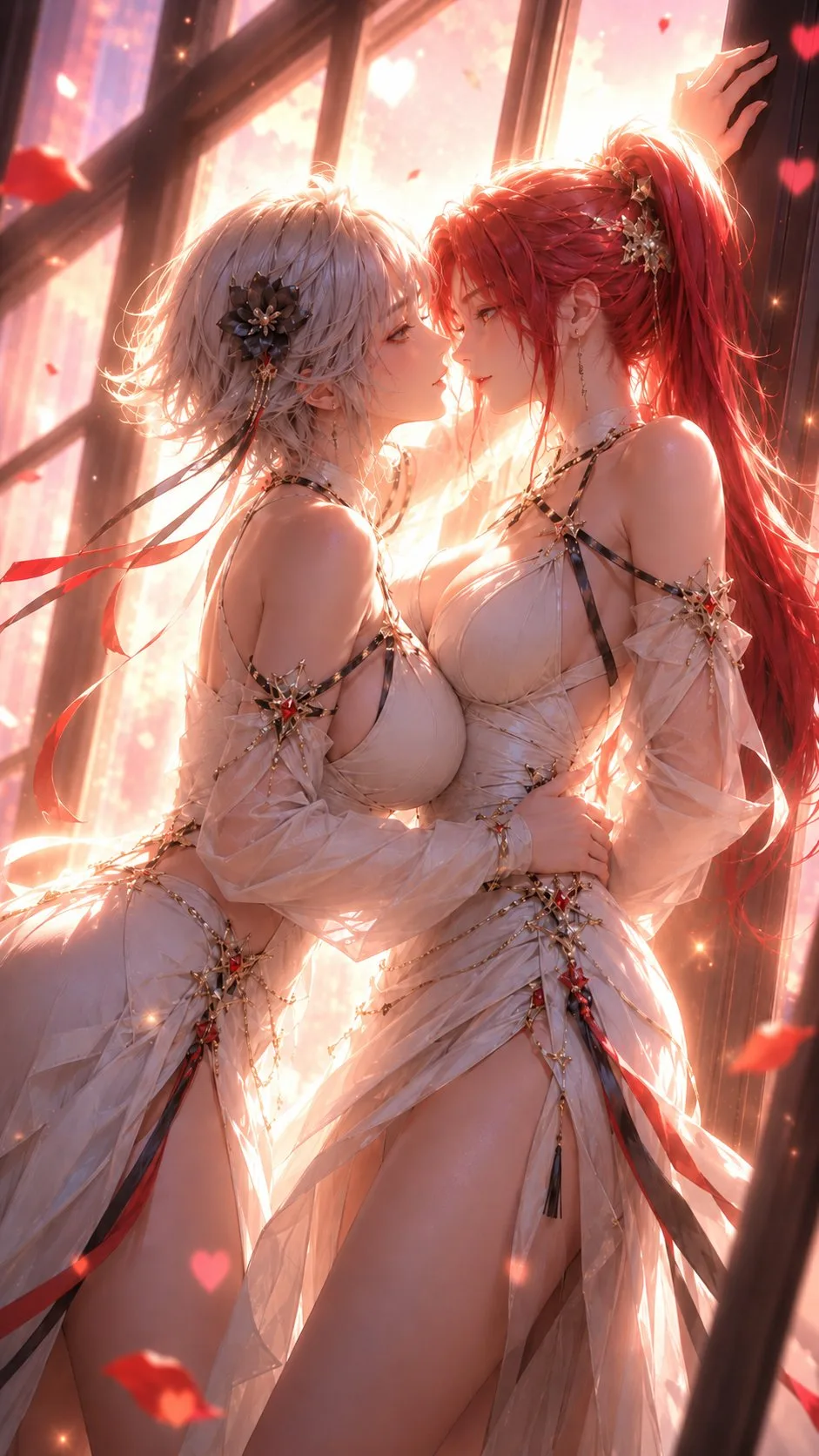 สาวอนิเมะ 3D สองคนสุดเร่าร้อนริมหน้าต่าง 1