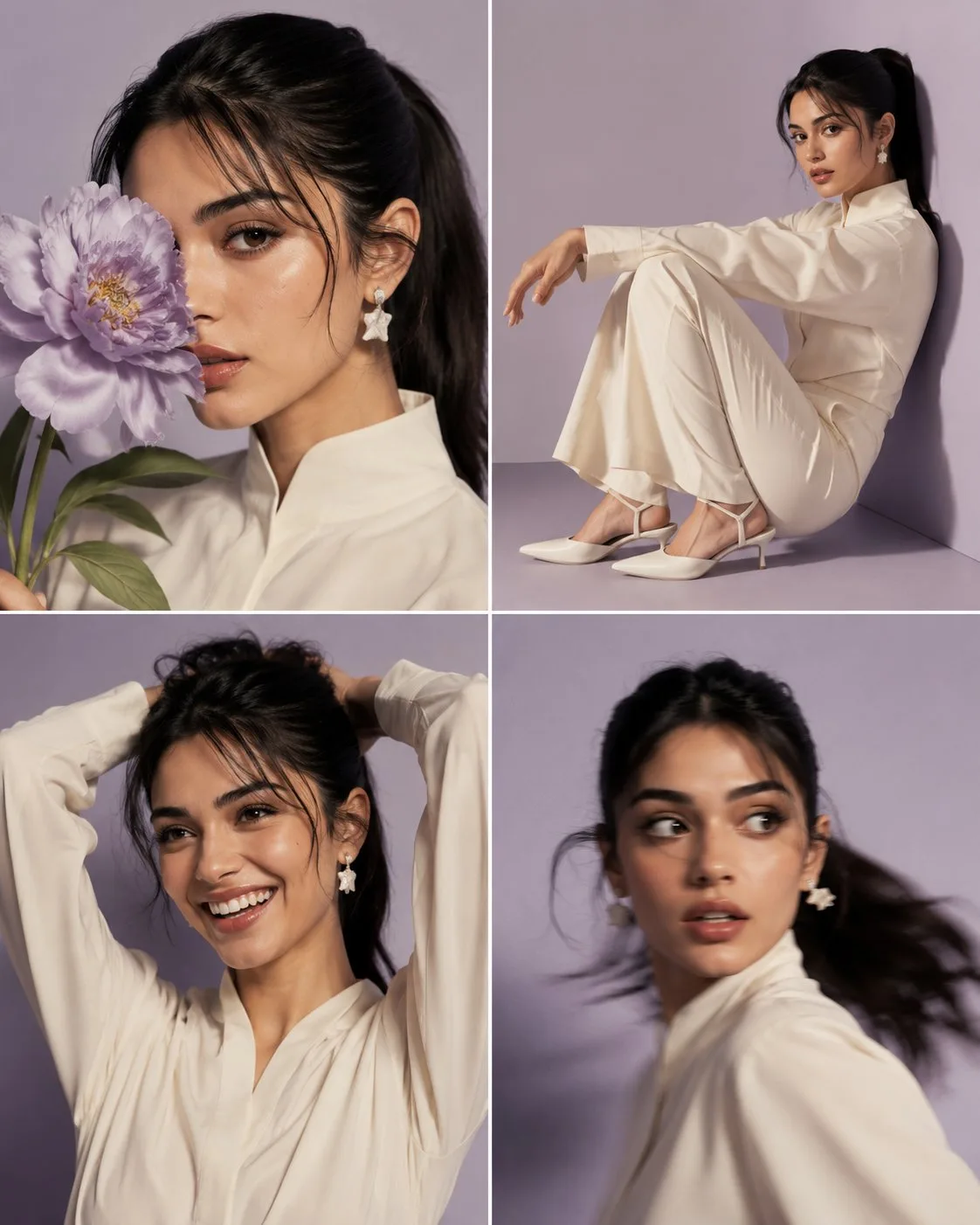 ภาพเทสต์โมเดลความงาม 4 ช่อง: ผมหางม้าสีดำ 1