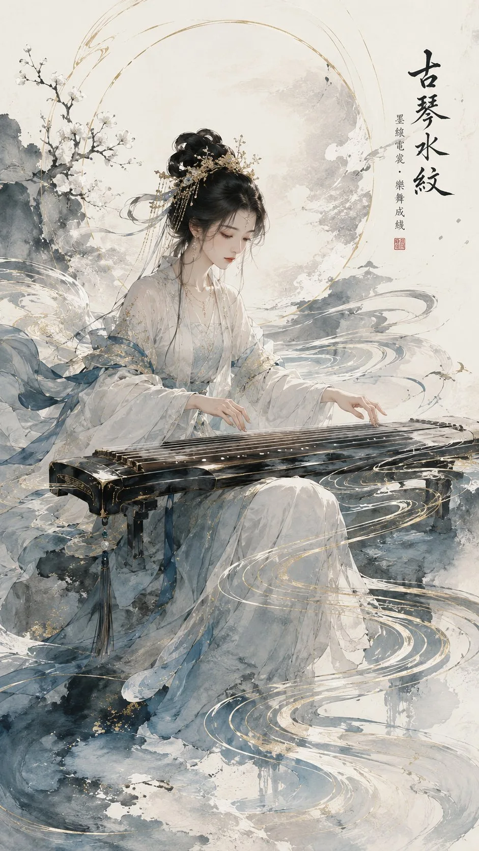 โปสเตอร์ดนตรีจีน: ภาพประกอบหมึกวิจิตร 1