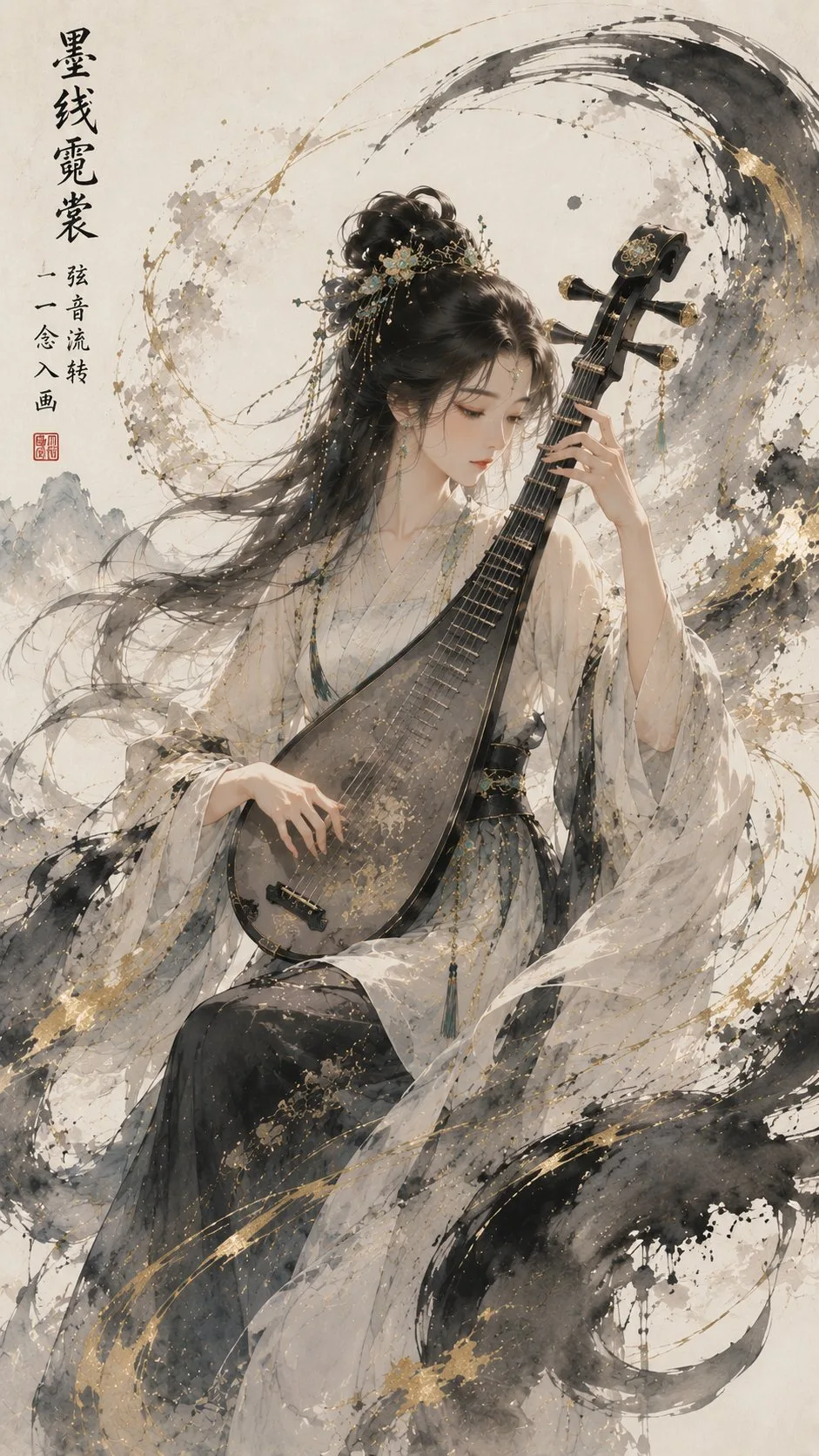 โปสเตอร์ดนตรีจีน: ภาพประกอบหมึกวิจิตร 2