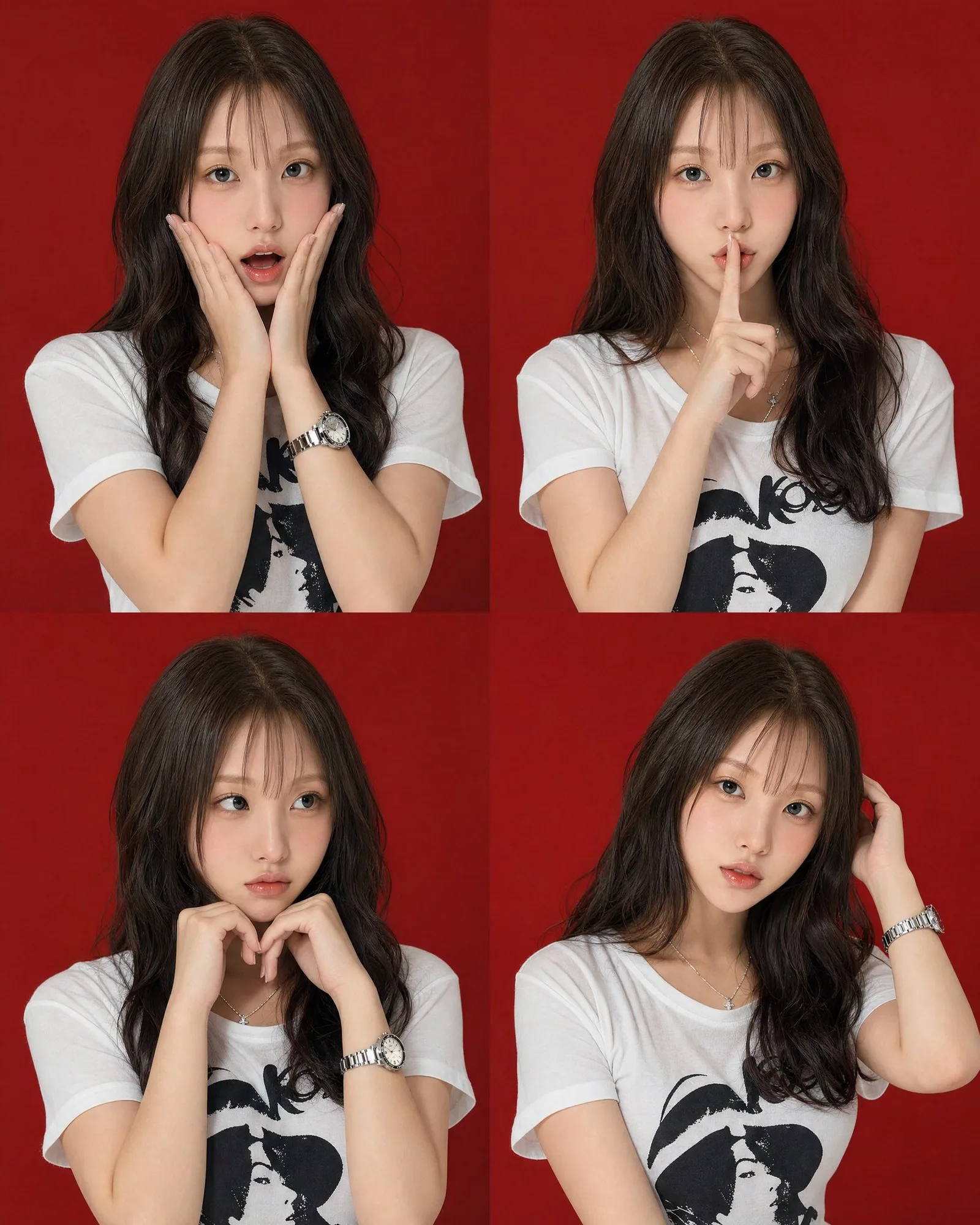 พอร์เทรต 4 ช่องฉากหลังสีแดงสุดหรู 1