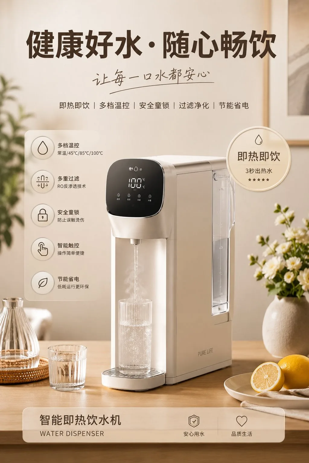 โปสเตอร์โฆษณาเครื่องชงกาแฟพรีเมียม สไตล์มินิมอล 1