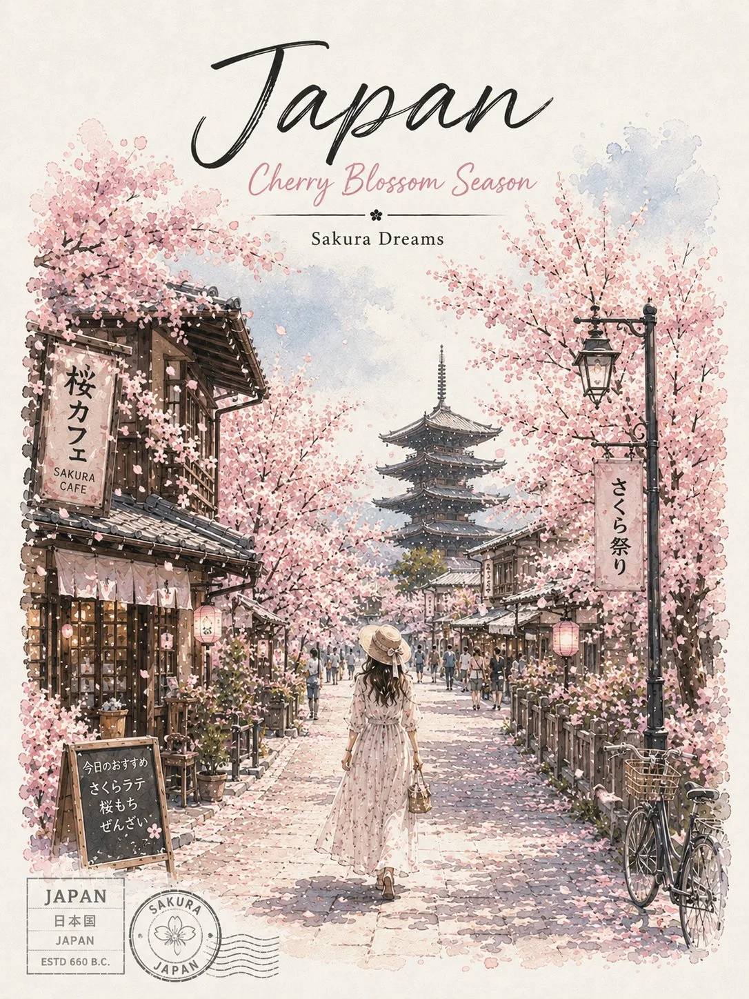 โปสเตอร์เดินทางฮอกไกโด: ทุ่งลาเวนเดอร์ฟุราโนะสไตล์วินเทจ 1