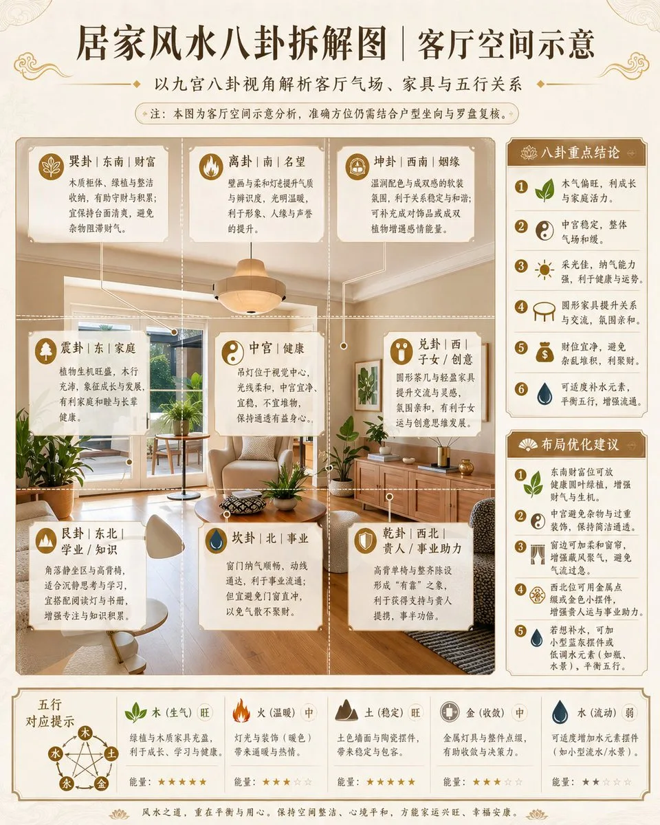 ผังฮวงจุ้ยปากัว (Bagua) สำหรับของตกแต่ง 1