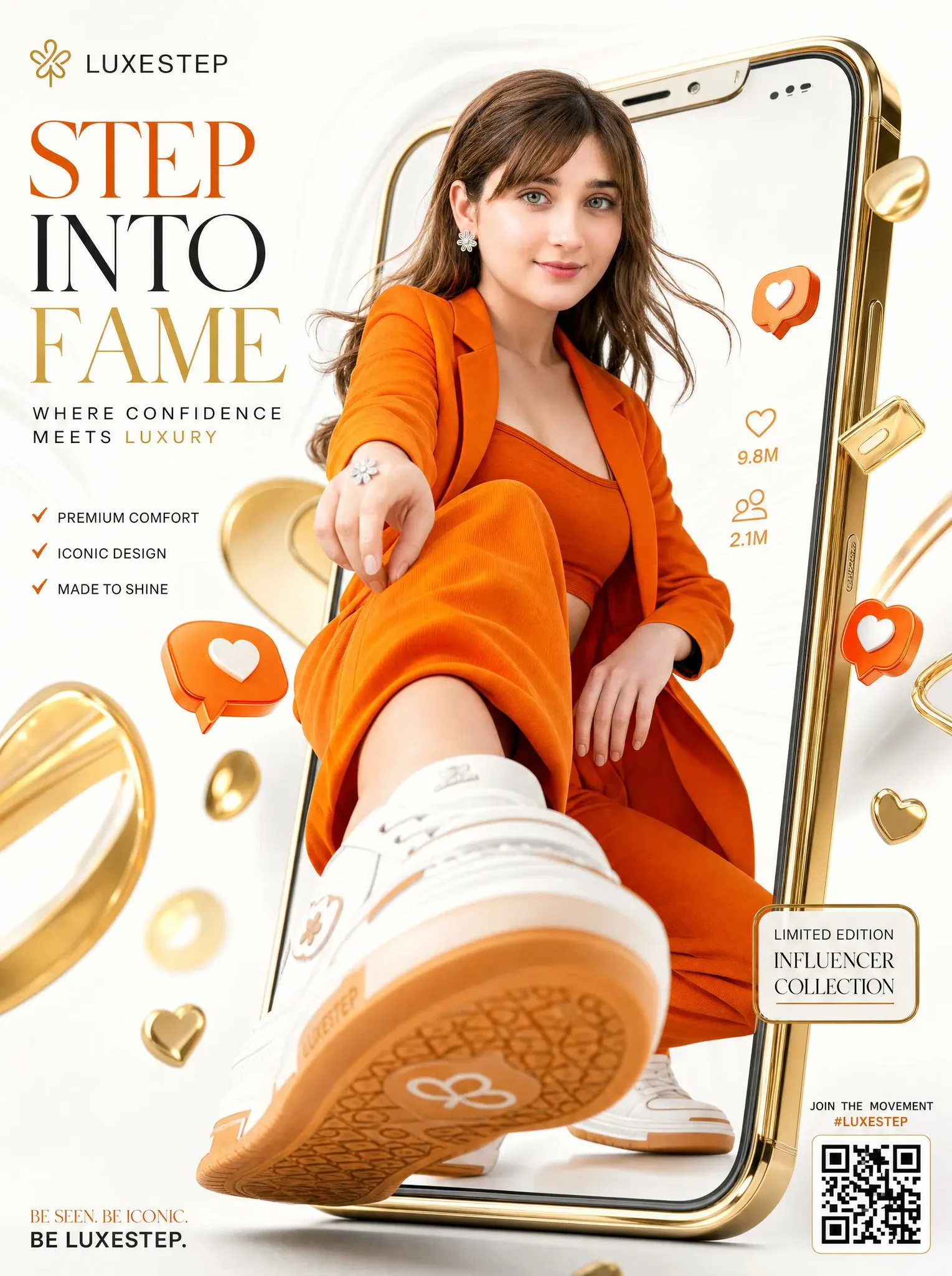 โปสเตอร์โฆษณาดิจิทัล: หญิงสาวกับแถบเครื่องมือ UI 1