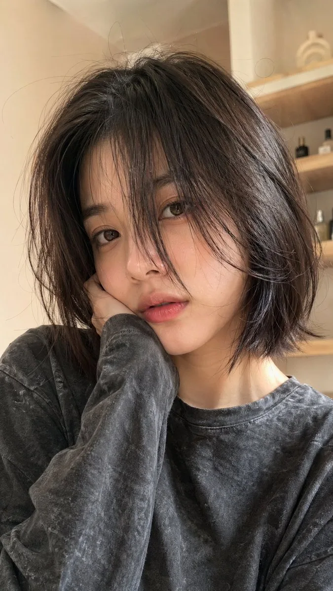 สาวผมสั้นแสกข้างสุดชิลล์: ภาพถ่ายบุคคลสมจริง 1