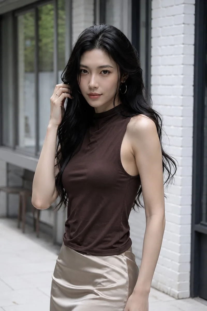 แฟชั่นหญิงเอเชีย ลุคถ่ายภาพกลางแจ้งสมจริง 1