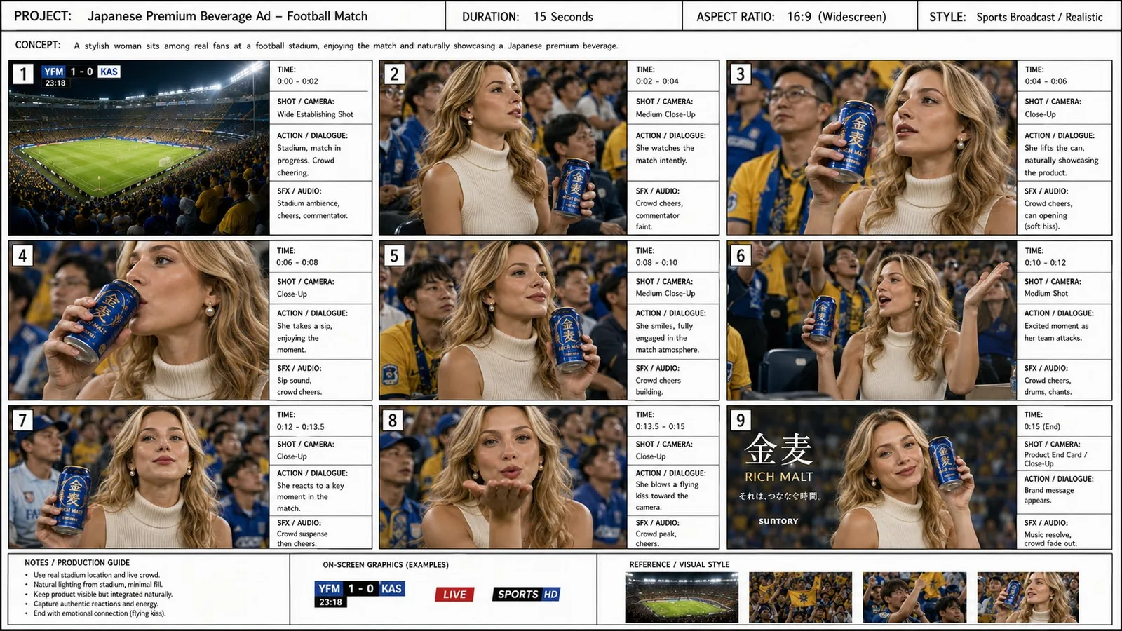 โฆษณาฟุตบอล: หญิงสาวสวยเชียร์บอลพร้อมเครื่องดื่ม 1
