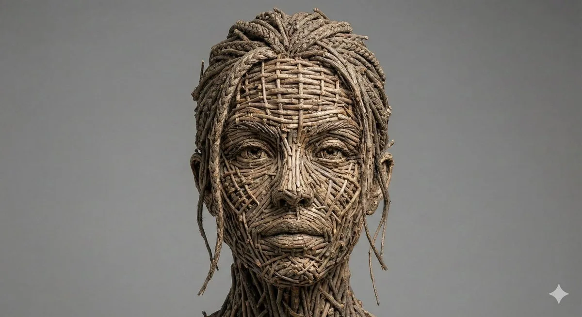 ภาพเหมือนจริงพิเศษ: ใบหน้าสานจากกิ่งไม้ 1