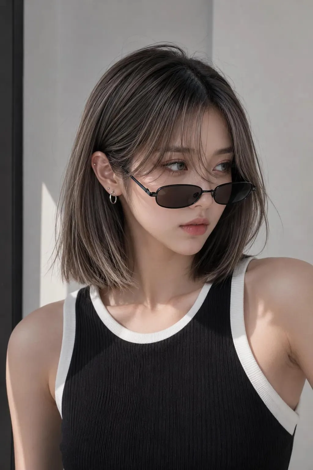 ภาพพอร์ตเทรตแฟชั่นหญิงเอเชียตะวันออก หรูหรา มินิมอล 1