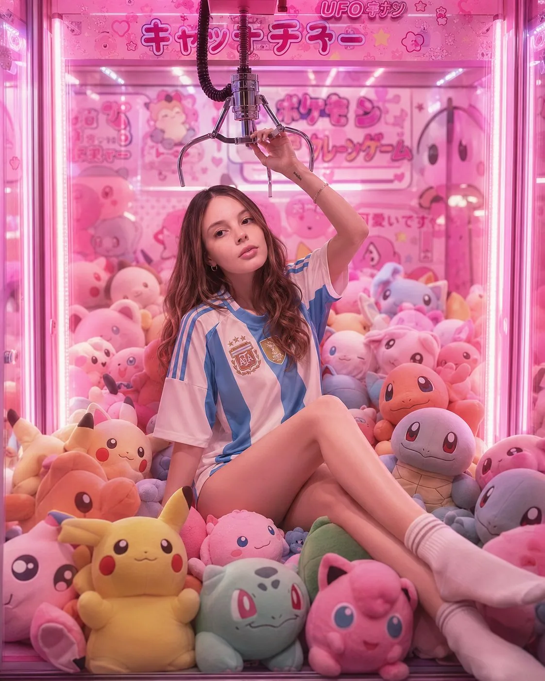 สาวญี่ปุ่นคาวาอี้กับตุ๊กตาโปเกมอนในตู้คีบ 1