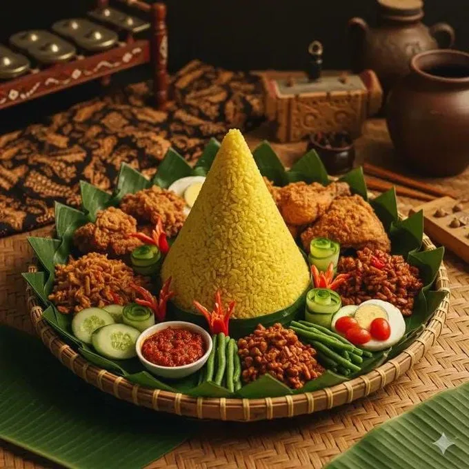 นาซิ ตัมเปง: ข้าวเหลืองอินโดฯ มุมสูง 1