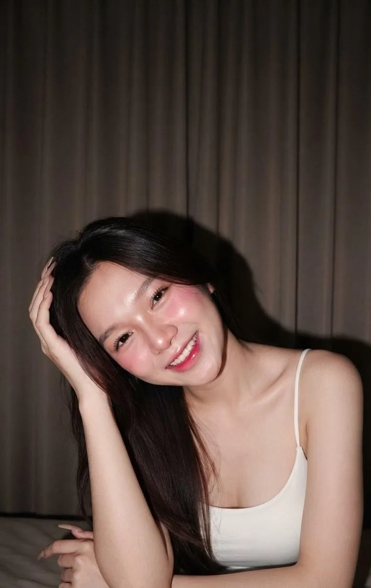 ภาพหญิงสาวในร่ม: แสงเงาอบอุ่นกับท่าทางธรรมชาติ 1
