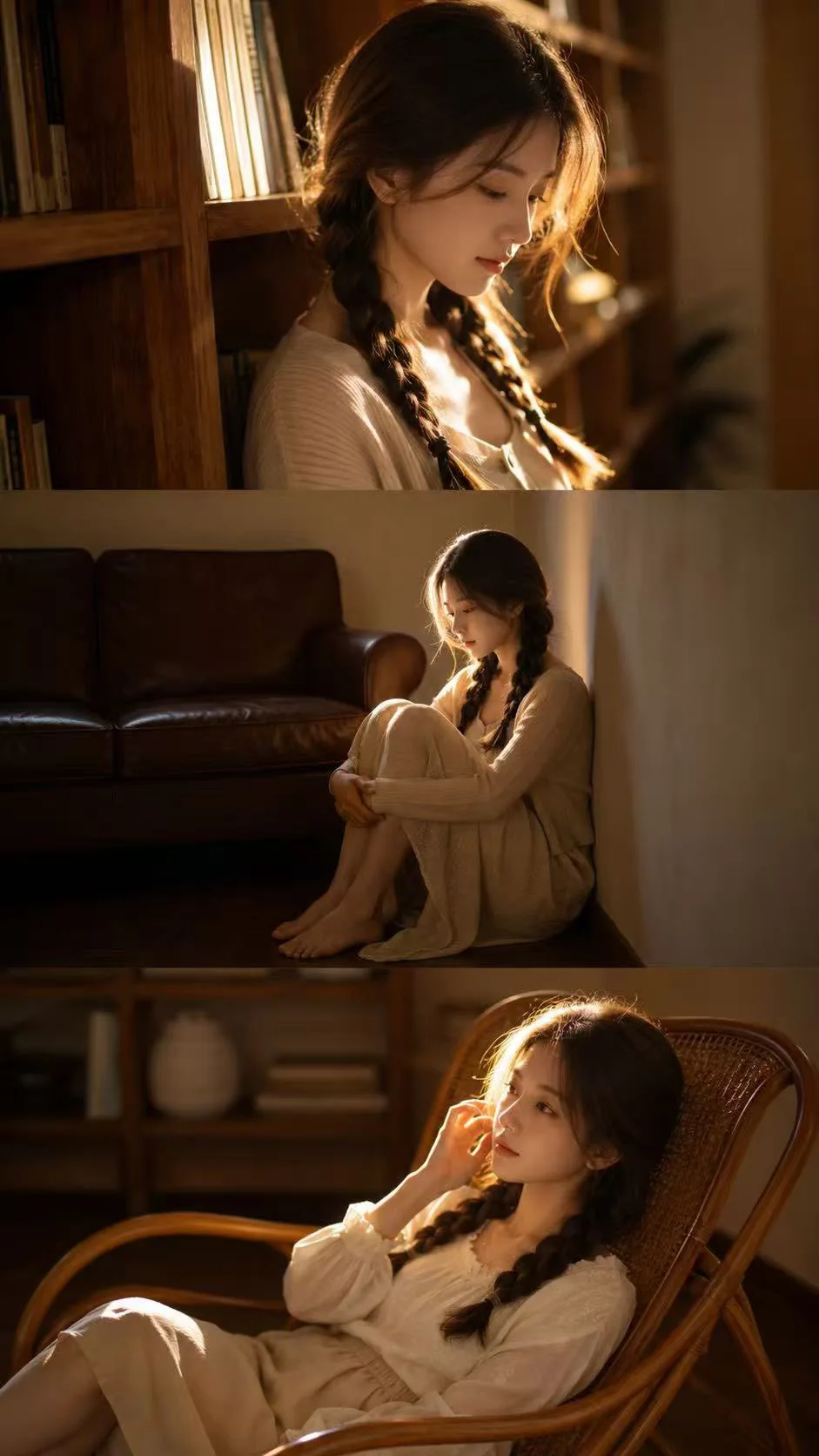 ภาพบุคคล 3 ฉาก สไตล์ภาพยนตร์โทนอุ่นในร่ม 1