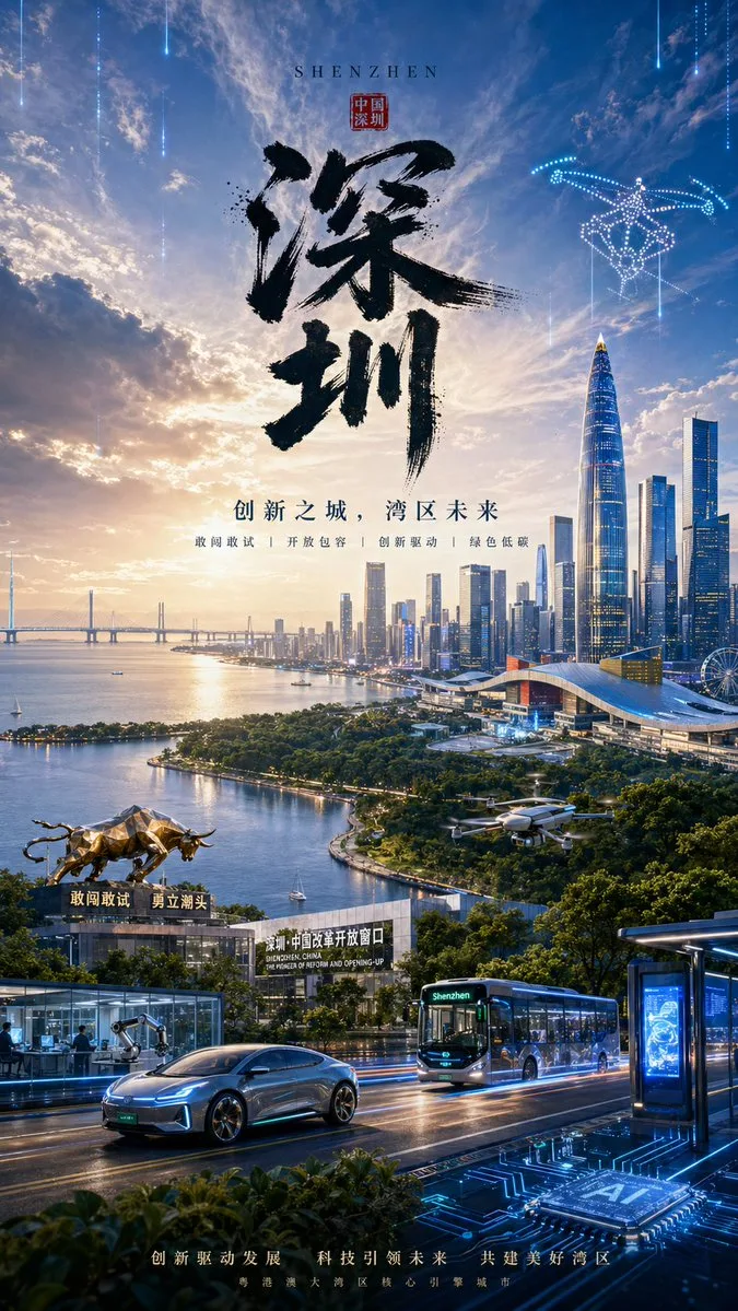 โปสเตอร์เมืองสไตล์หมึกจีนร่วมสมัย 1