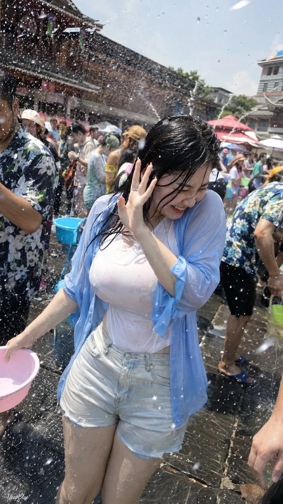 สาวเอเชียเล่นสงกรานต์ ถ่ายด้วย iPhone 1