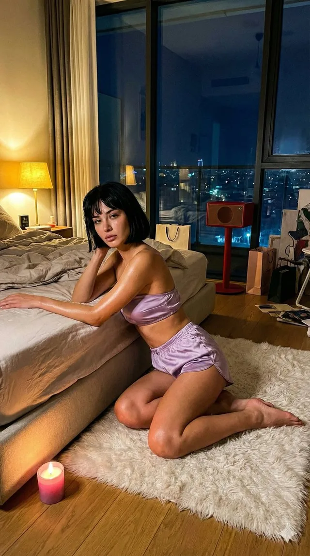 ค่ำคืนอิสตันบูล ชุดนอนผ้าซาตินสีม่วง