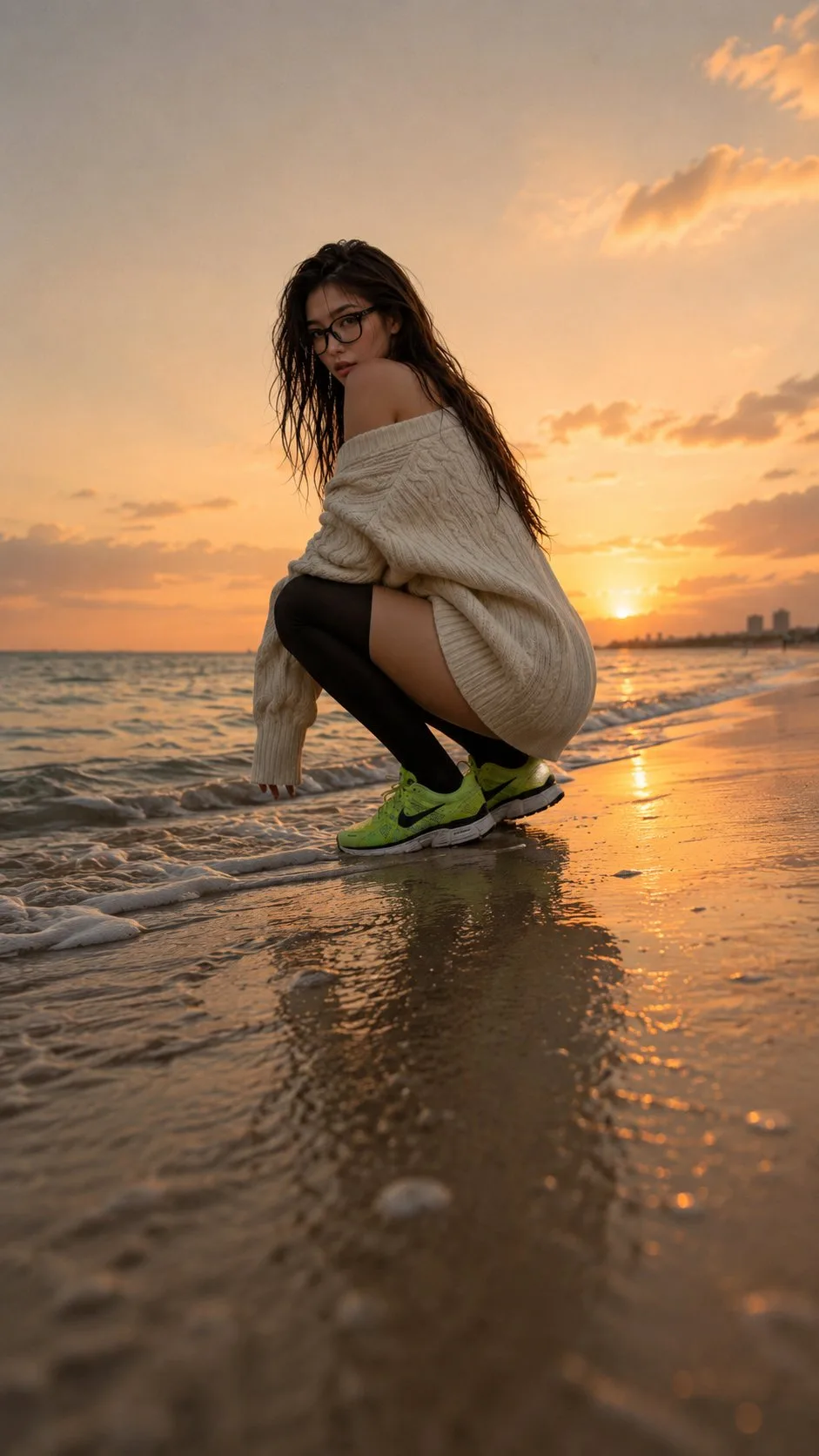 สาวญี่ปุ่น/เกาหลี สุดเซ็กซี่ ริมหาดทรายยามอาทิตย์อัสดง 2