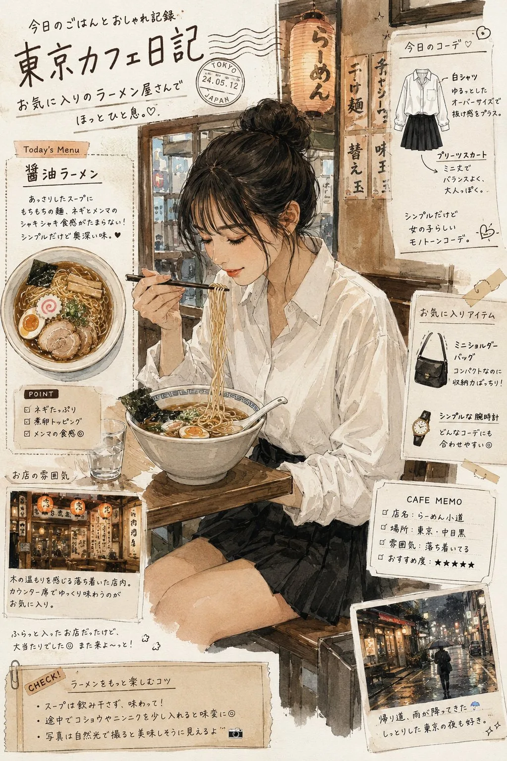 สาวราเม็งในโตเกียว: สไตล์นิตยสารญี่ปุ่น vs ภาพจริง 2