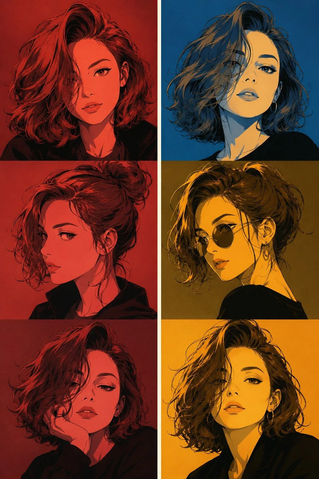 โปสเตอร์ Triptych ตัวละครมังงะญี่ปุ่น 1