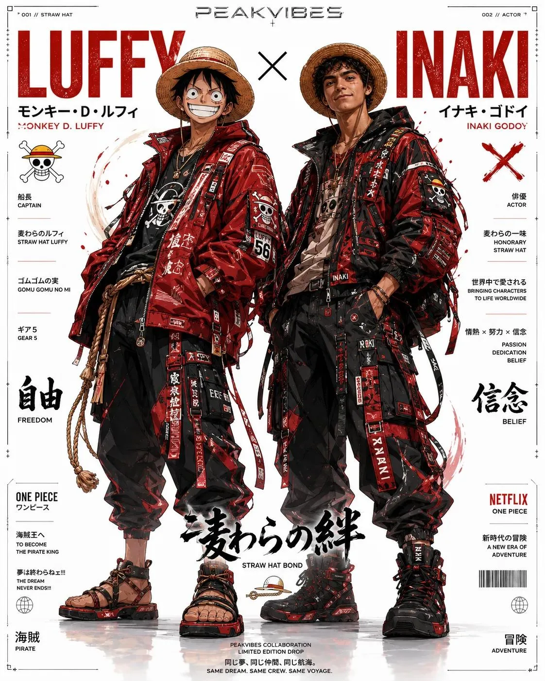 โปสเตอร์แฟชั่น อนิเมะญี่ปุ่น vs คนแสดง สไตล์สตรีทเทคแวร์ 1